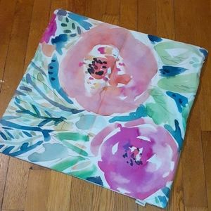 Watercolor White Floral Print  Pillow Cover New!
